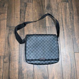 Damier Monogram checkered satchel bag black & charcoal